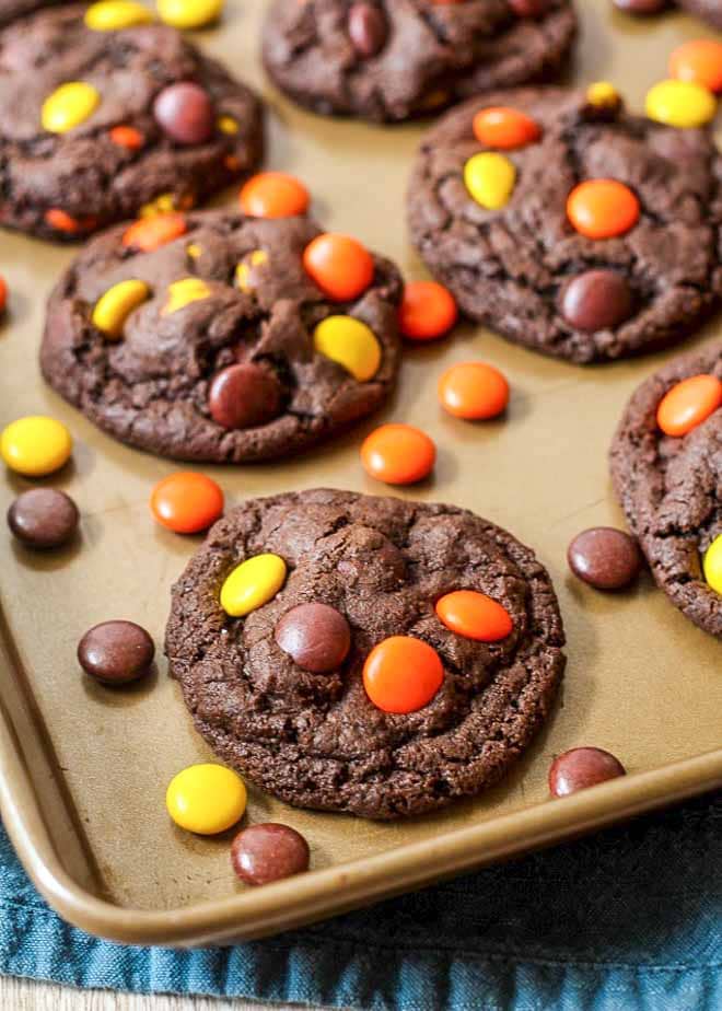 Chocolate Reese's Pieces Cookies