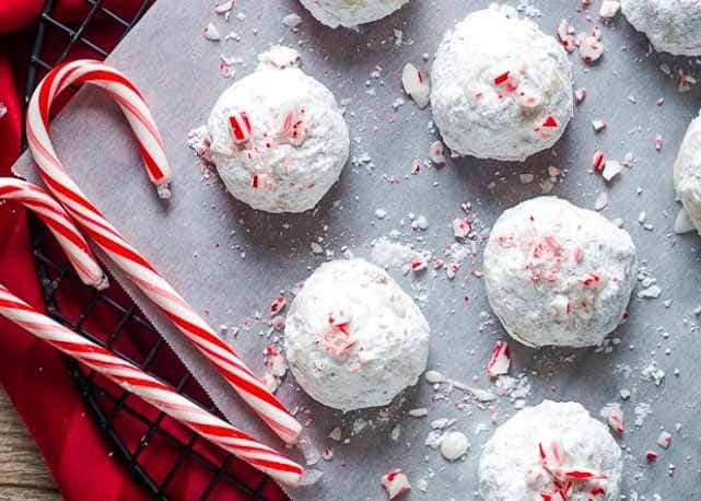 Peppermint Snowball Cookies
