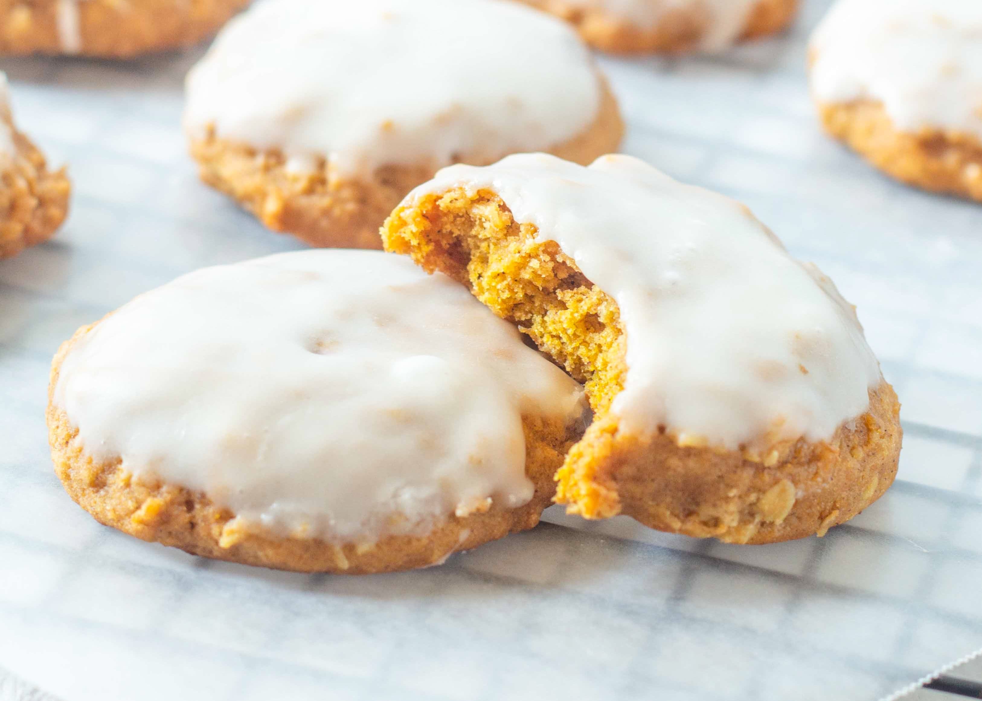 Iced Pumpkin Oatmeal Cookies