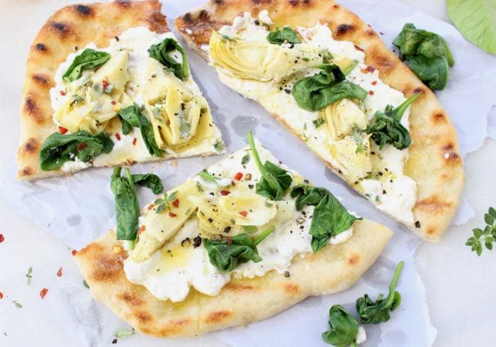 Spinach Artichoke Pizza Bianca Recipe (Grilled)