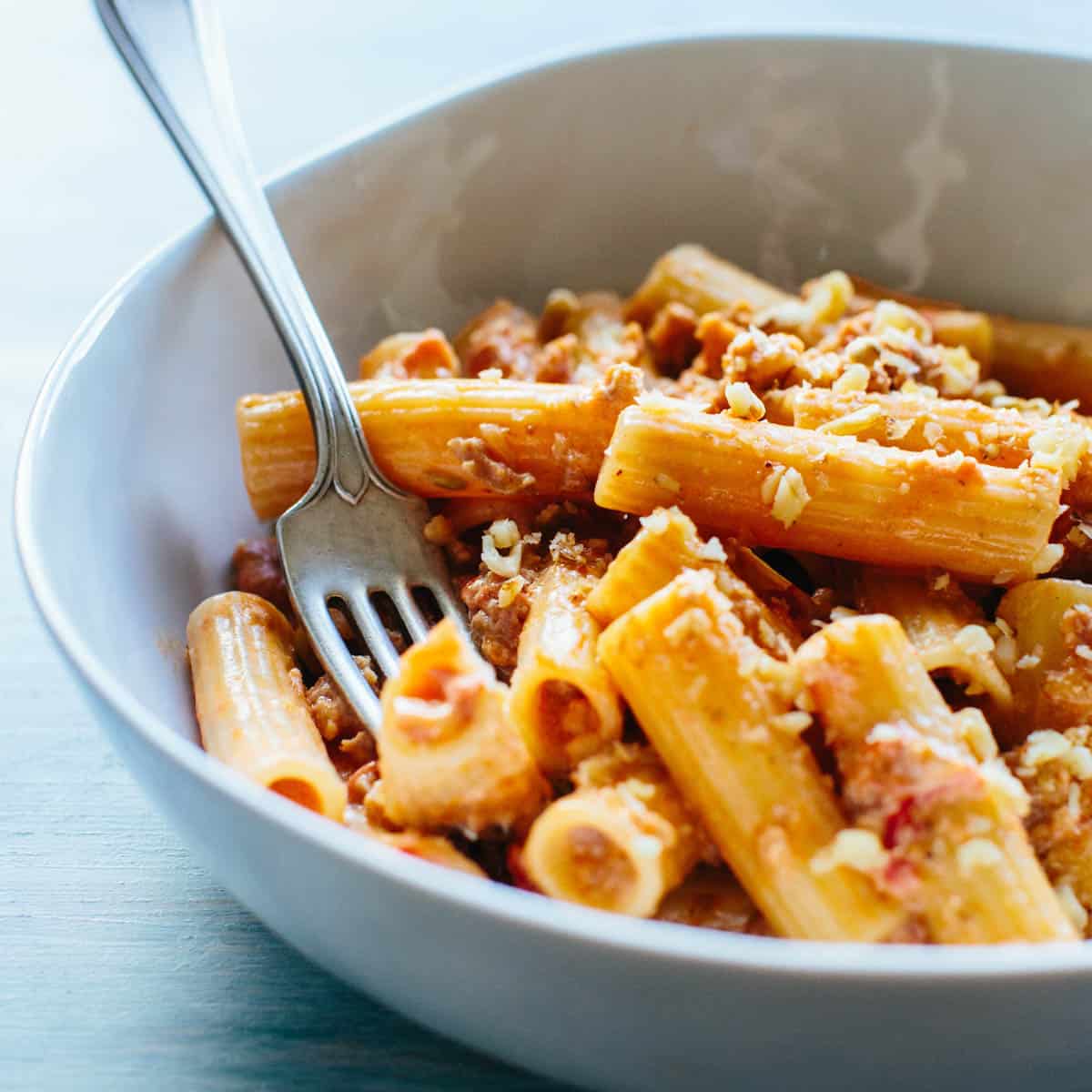Rigatoni with Italian Sausage, Mascarpone + Walnuts