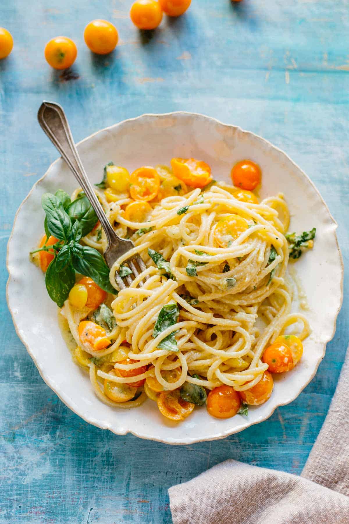 No Cook Sun Gold Tomato Pasta