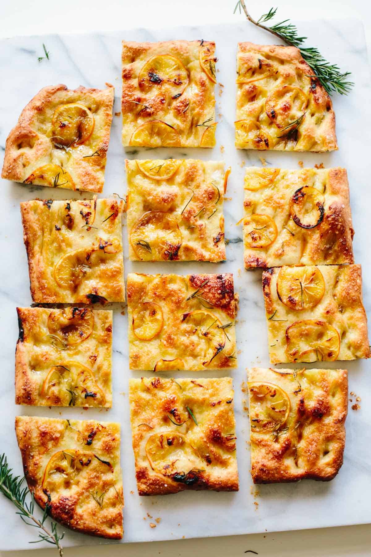 Homemade Focaccia Bread with Lemon and Rosemary