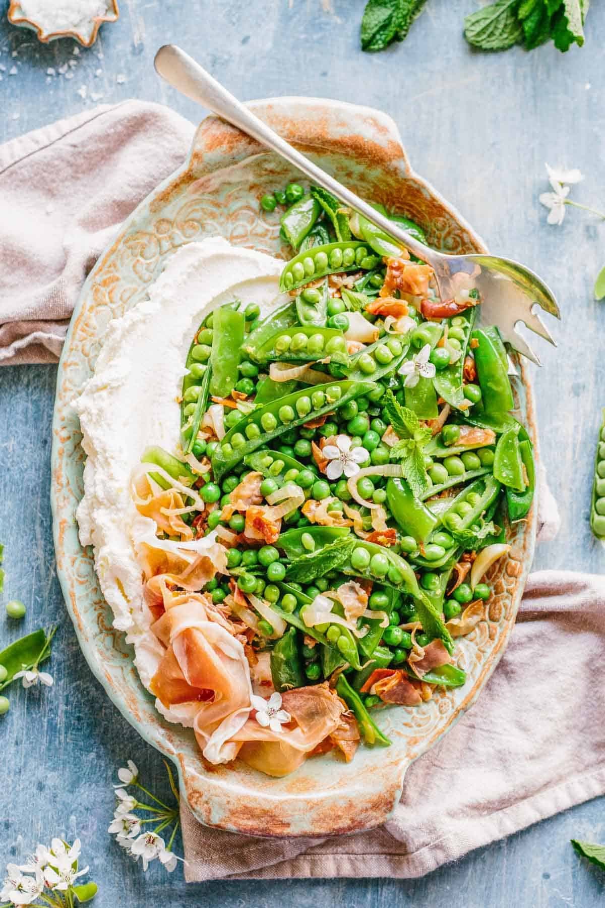 Peas with Prosciutto and Ricotta