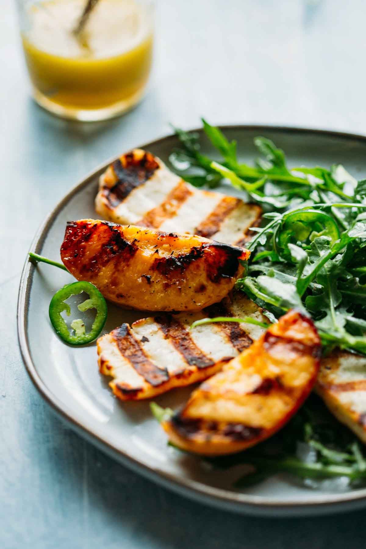 Grilled Peach and Halloumi Salad