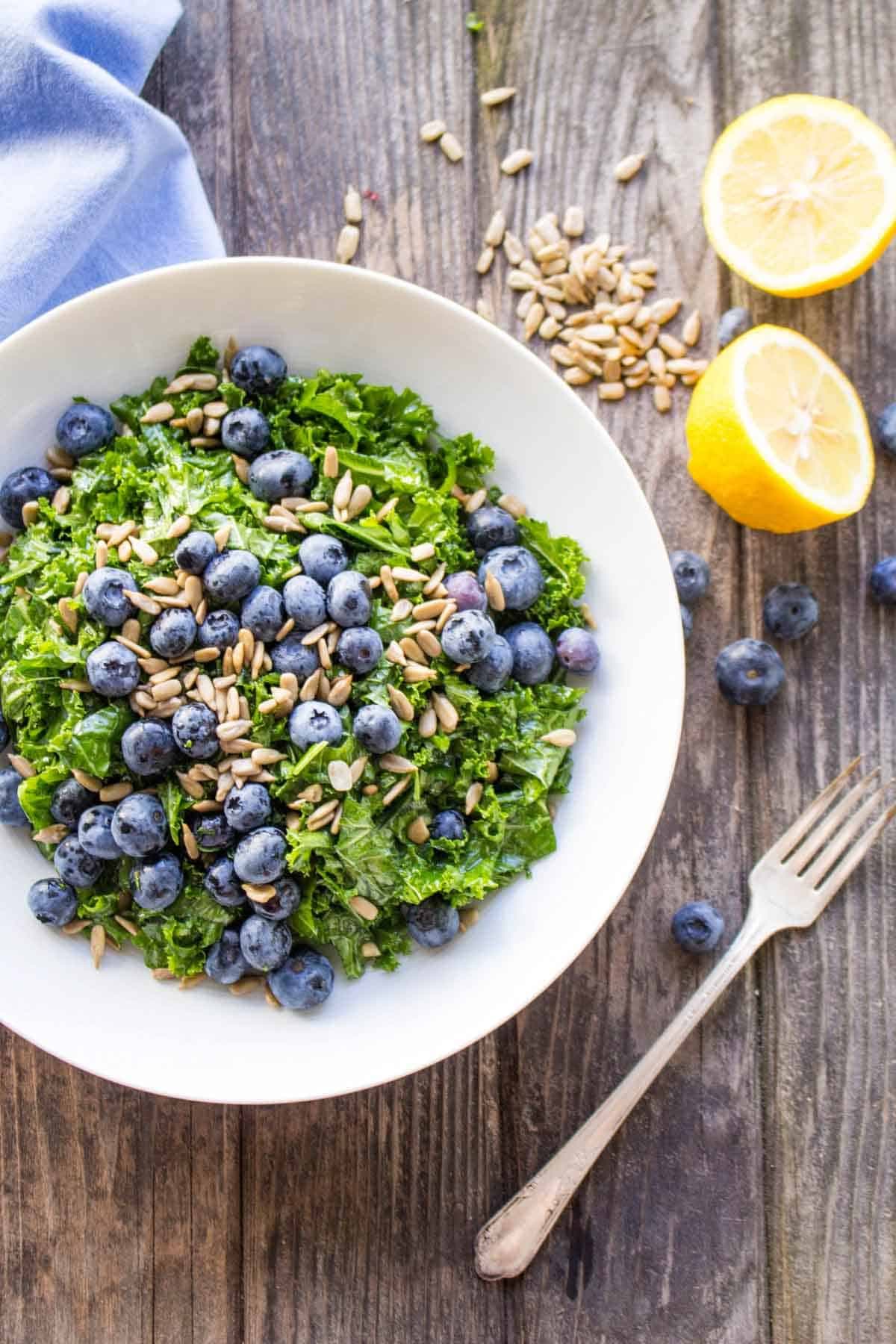 Kale and Blueberry Salad with Lemon Vinaigrette