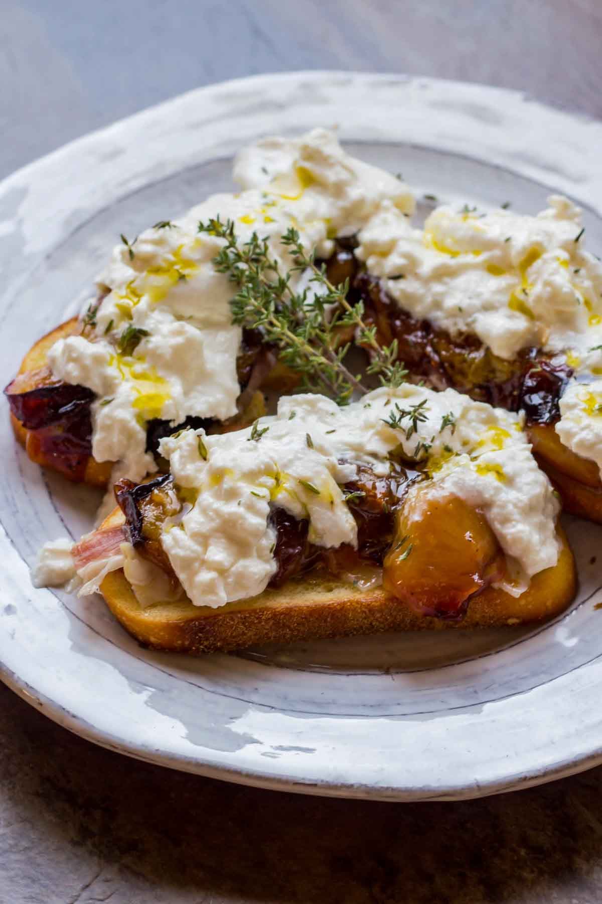 Roasted Plums with Burrata and Prosciutto