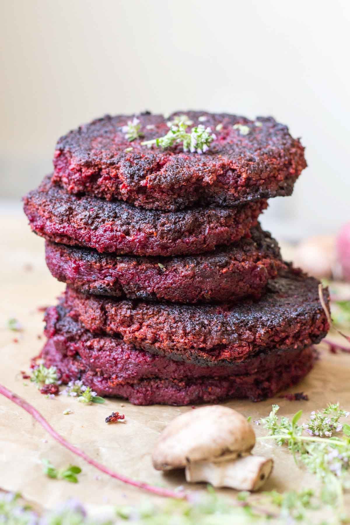 Mushroom Lentil Beet Patties