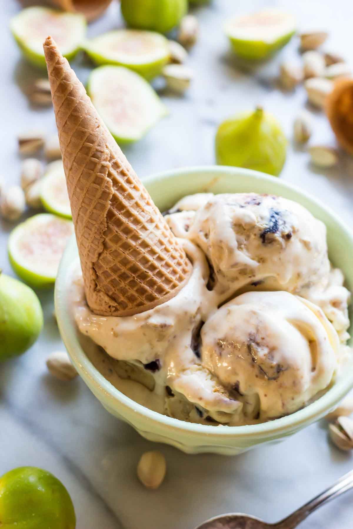 Ricotta Gelato with Pistachios and Figs