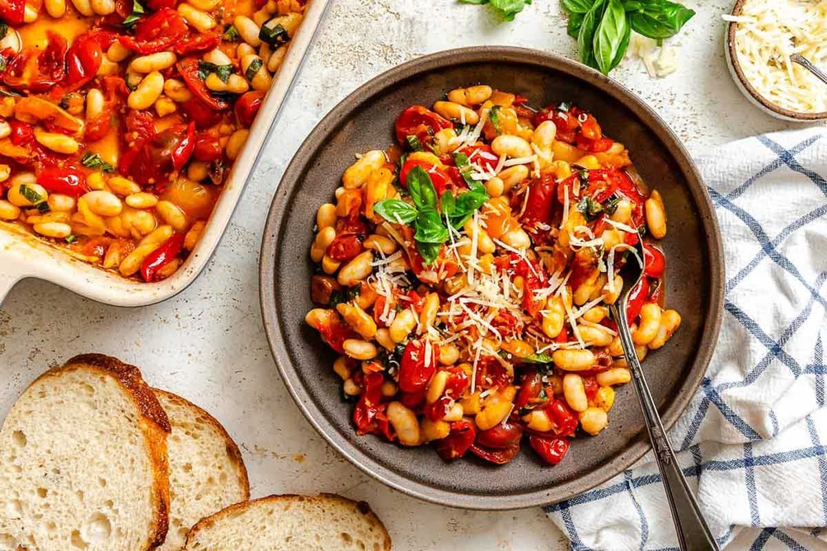 Roasted Tomatoes and White Beans