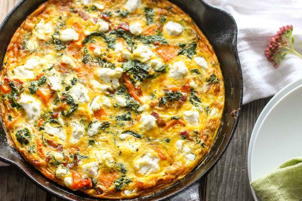 Butternut Squash Frittata with Bacon and Goat Cheese