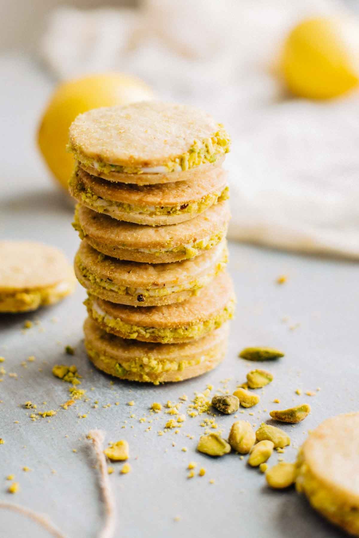 Lemon Pistachio Sandwich Cookies