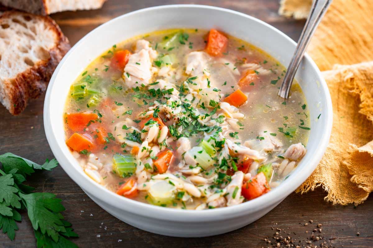 Leftover Turkey Orzo Soup