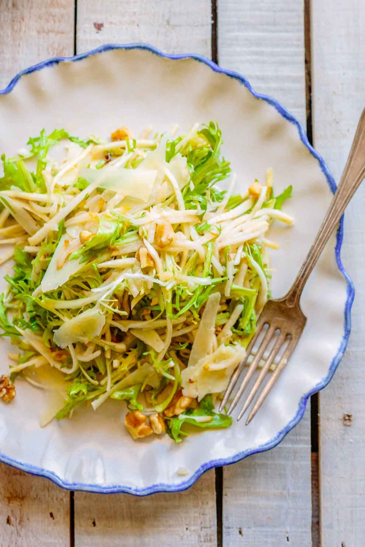 Pear Salad with Celery Root, Frisée and Manchego