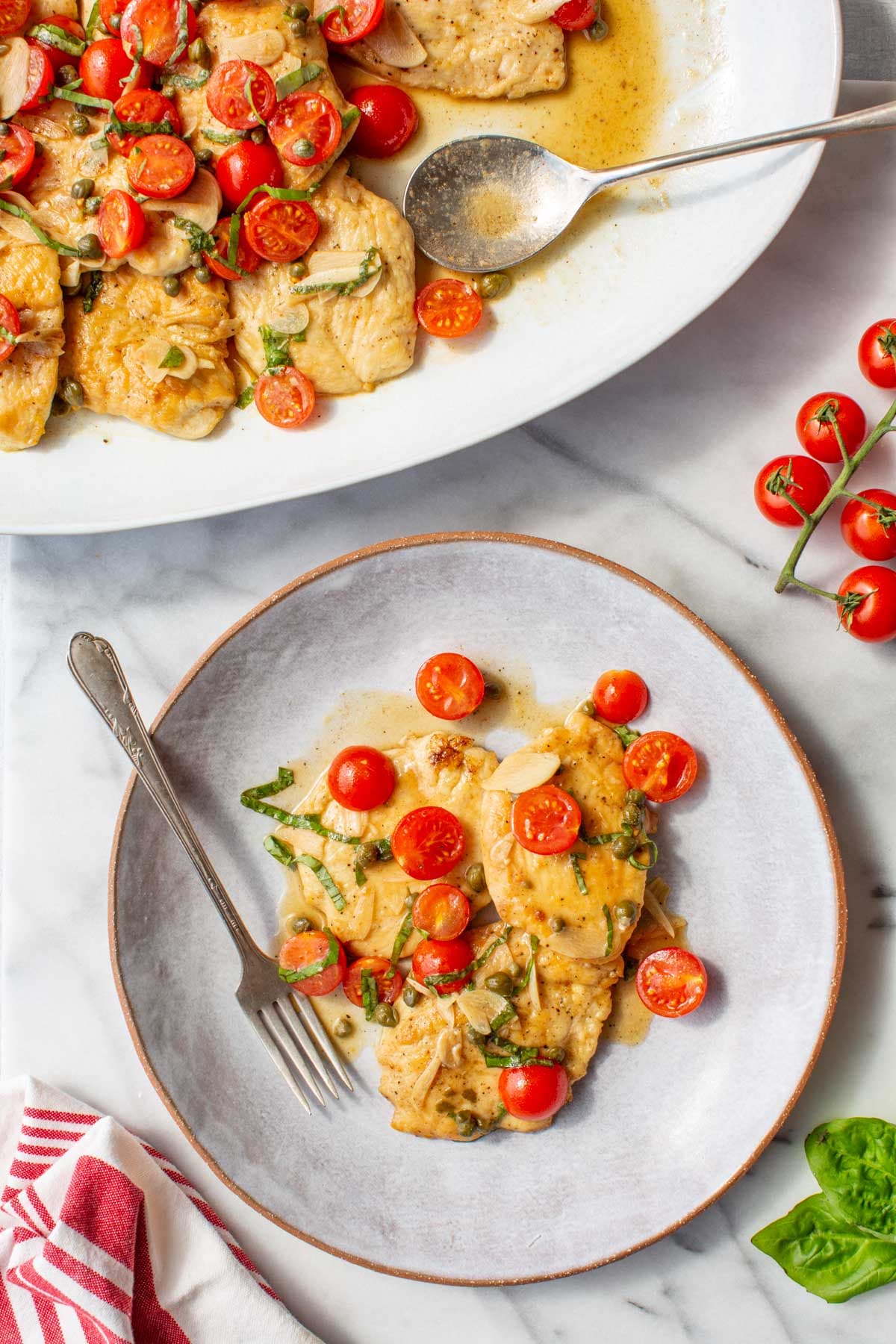 Easy Chicken Scaloppine Piccata with Tomatoes