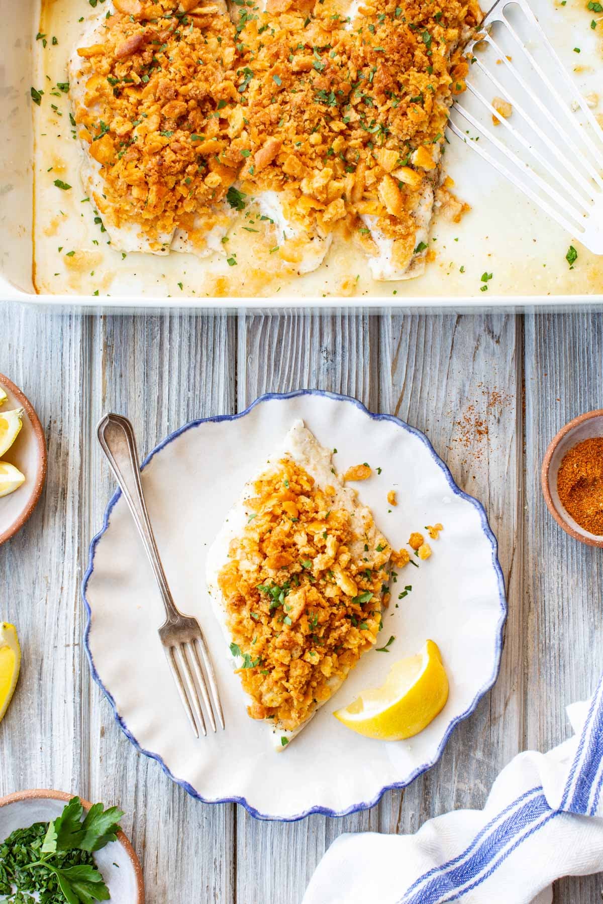 Easy Baked Flounder with Ritz Cracker Topping