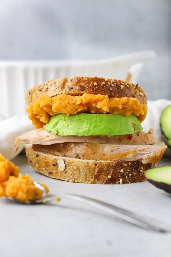 Turkey Avocado Sandwich With Sweet Potato Spread