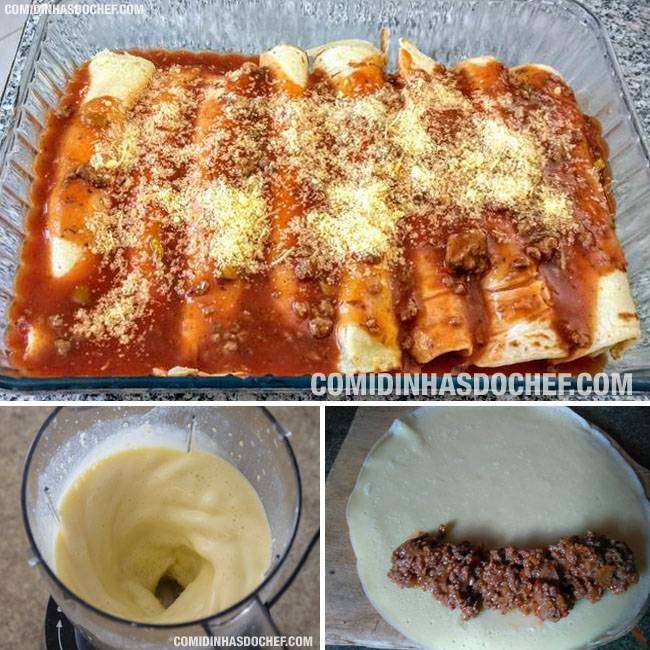 Receita de Panqueca de Carne Moída