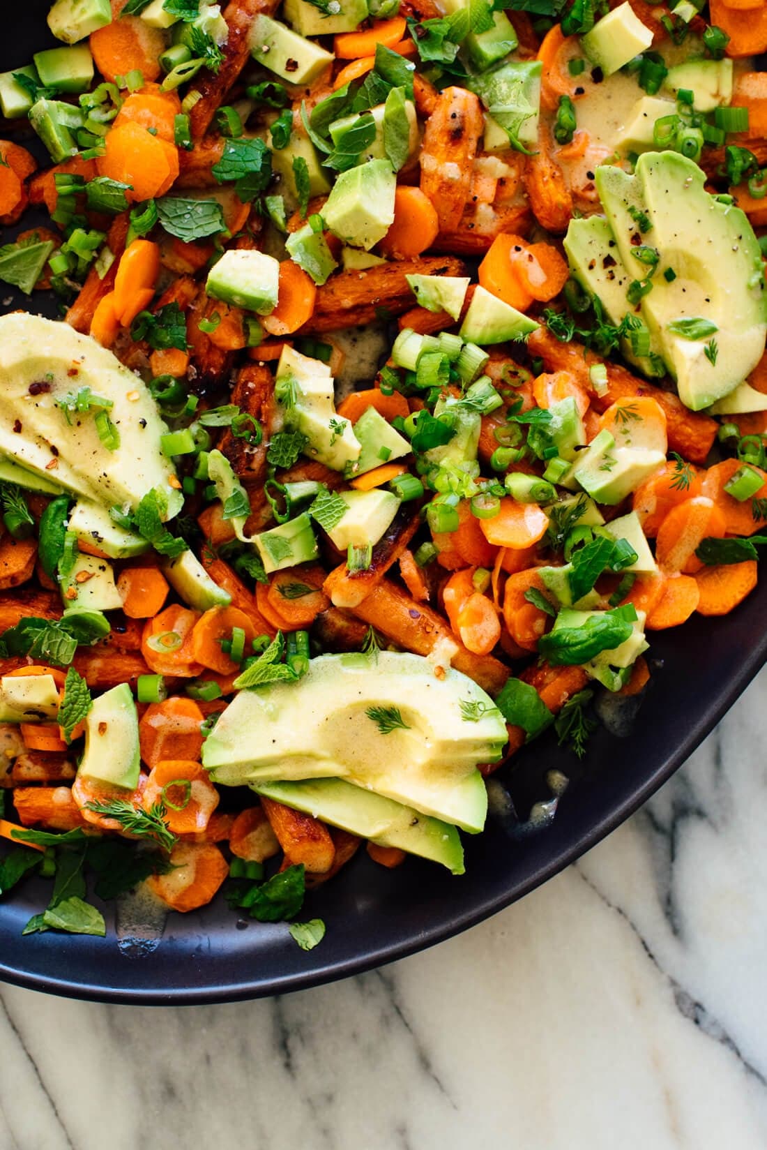 Roasted & Raw Carrot Salad with Avocado