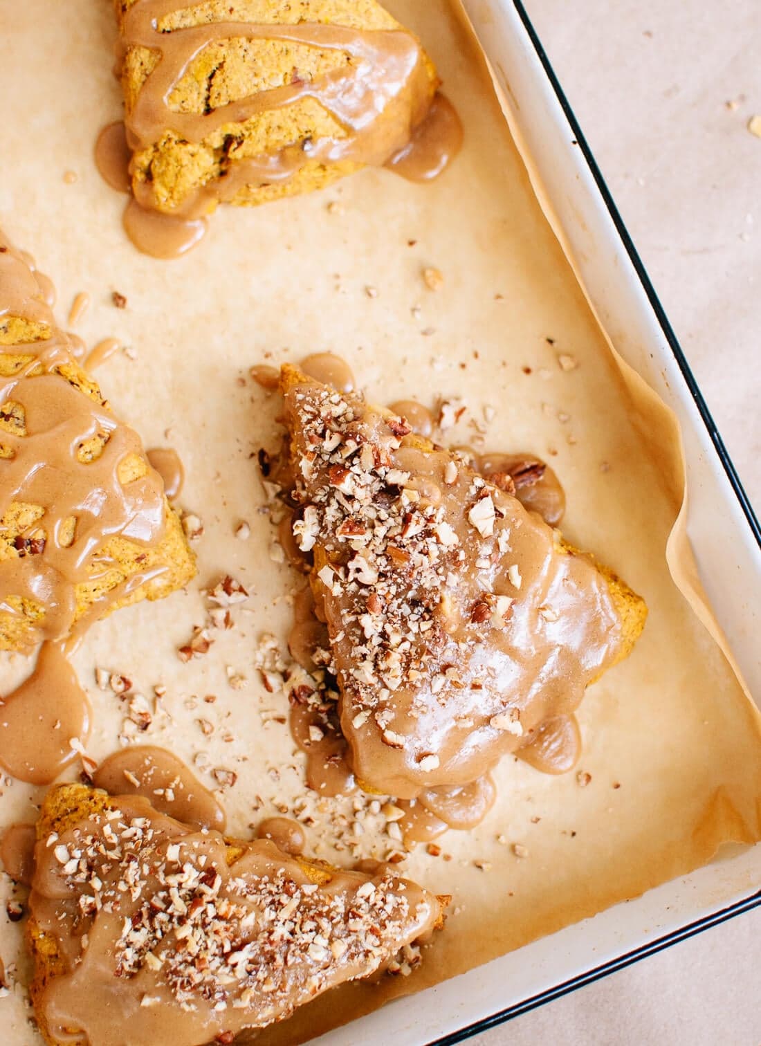 Pumpkin Pecan Scones with Maple Glaze