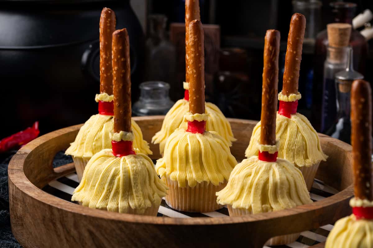 Witch's Broom Halloween Cupcakes