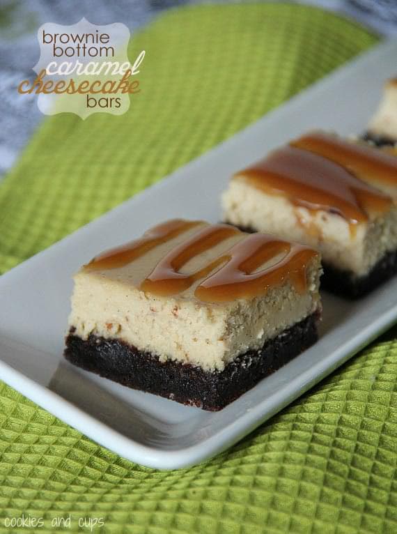 Brownie Bottom Caramel Cheesecake Bars