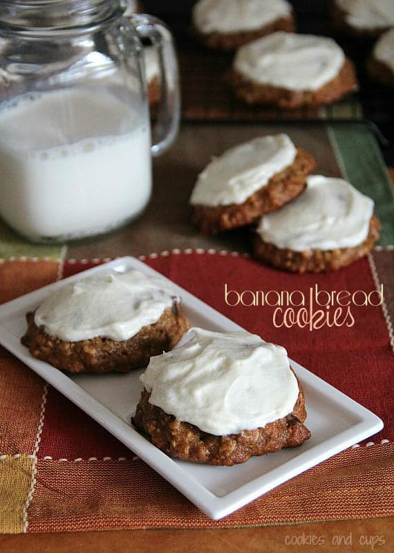 Banana Bread Cookies with Maple Cream Cheese Frosting
