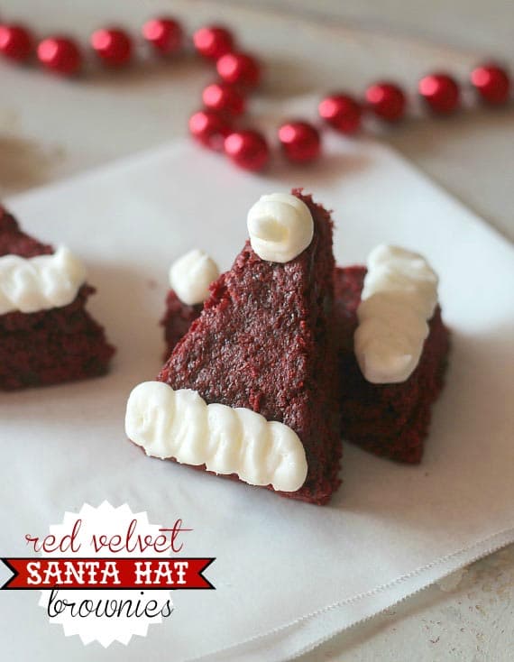 Red Velvet Santa Hat Brownies
