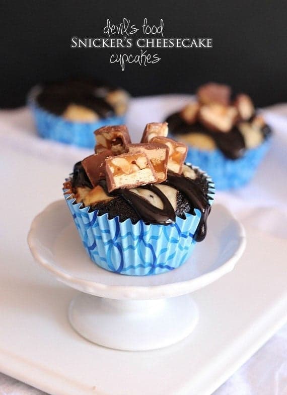 Devils Food Snickers Cheesecake Cupcakes