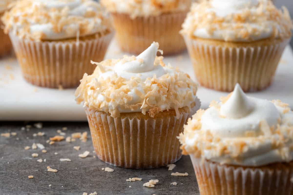 Almond Cupcakes with Coconut Buttercream Frosting