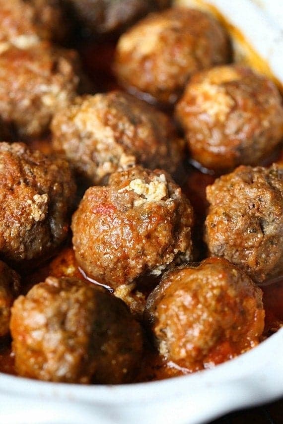Slow Cooker Ricotta Stuffed Meatballs