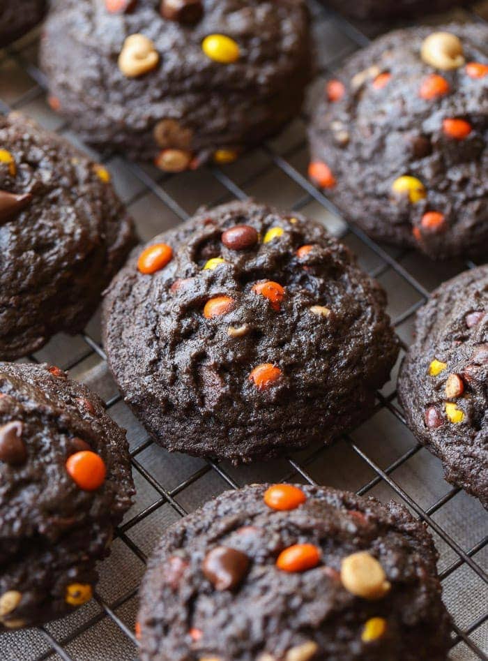 Thick and Soft Chocolate Peanut Butter Cookies