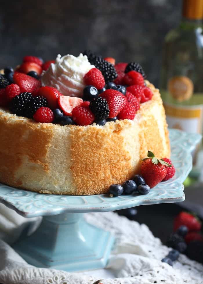 Angel Food Cake with Wine Soaked Berries