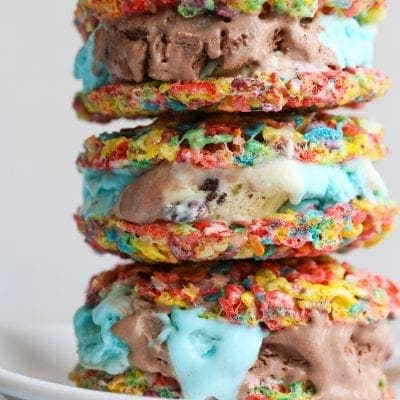 Fruity Pebble Ice Cream Sandwiches
