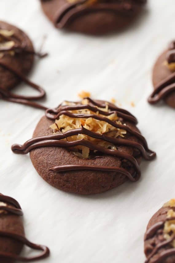 Chocolate Caramel Coconut Cookies
