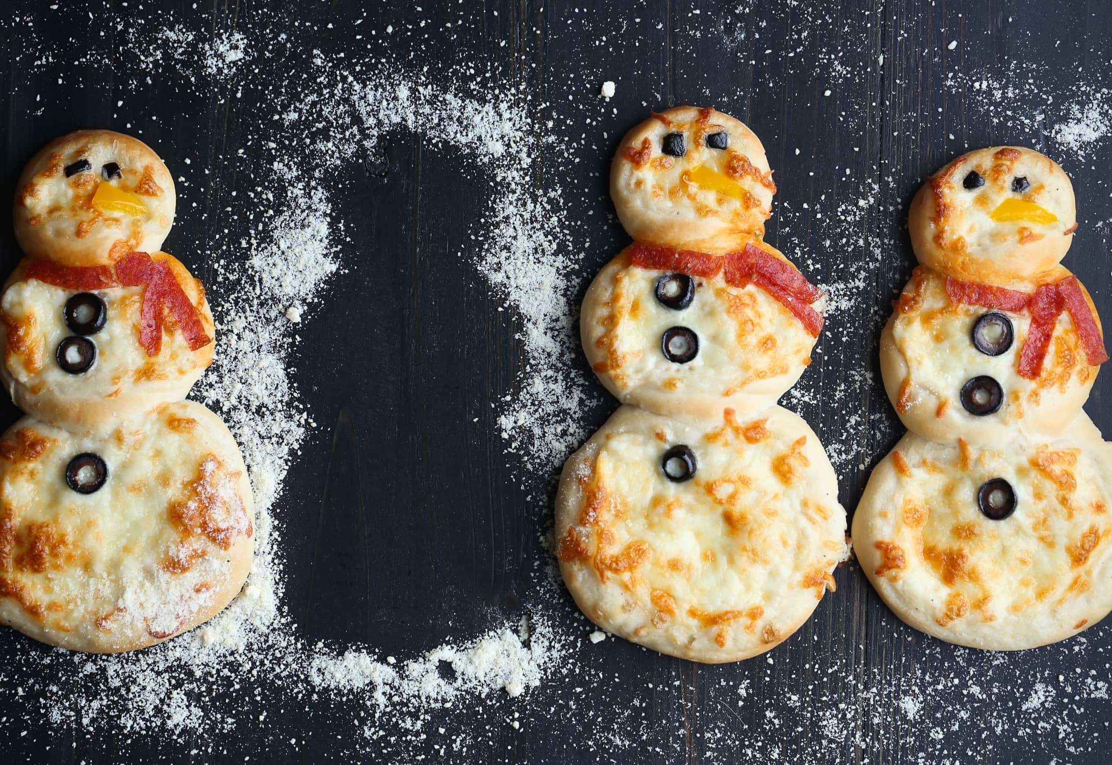 Personal Snowman Pizzas