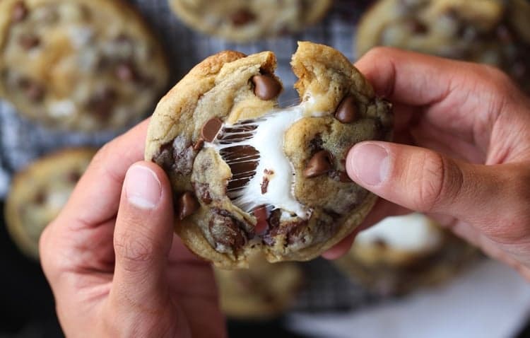 Smores Stuffed Chocolate Chip Cookies