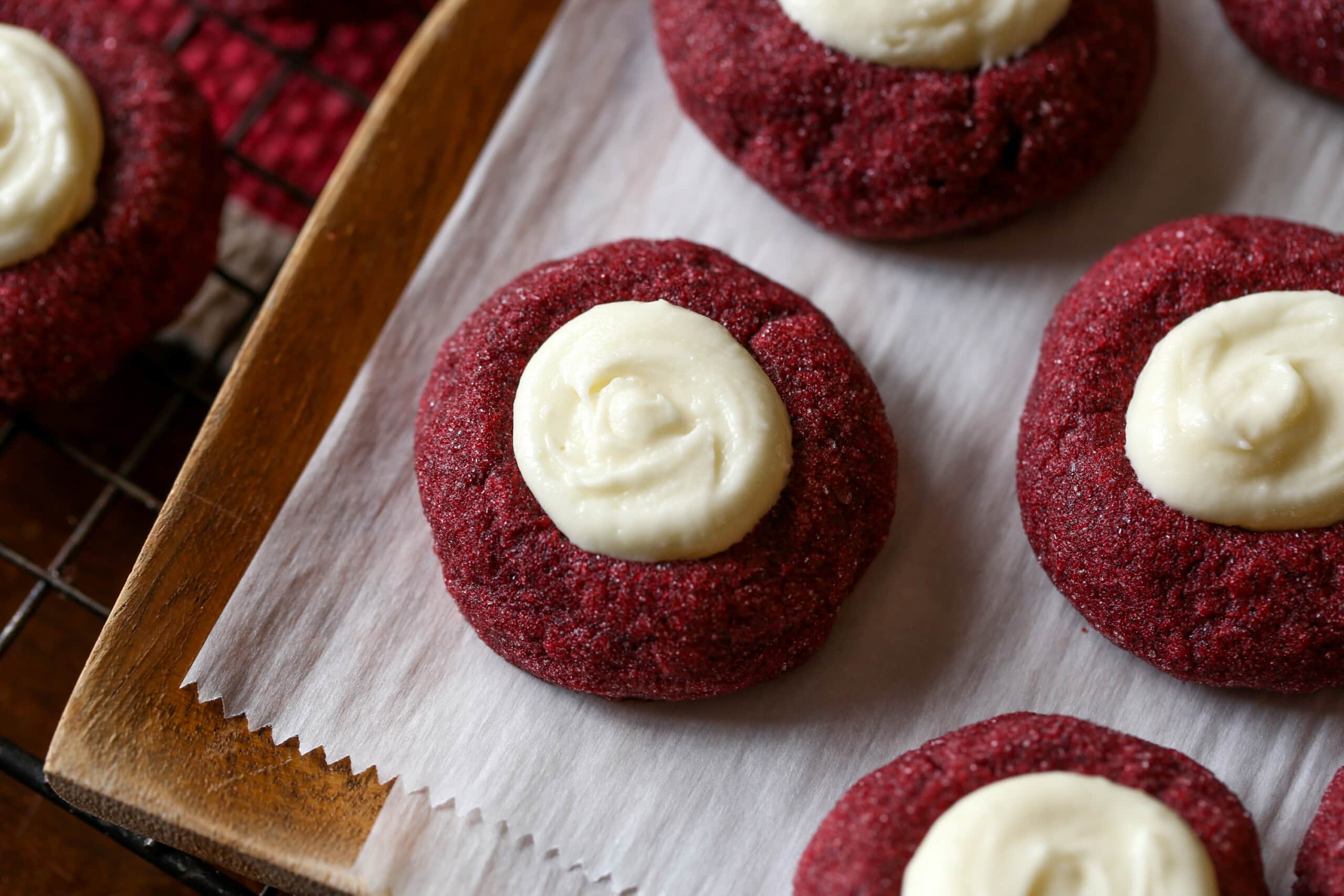 Red Velvet Thumbprint Cookies