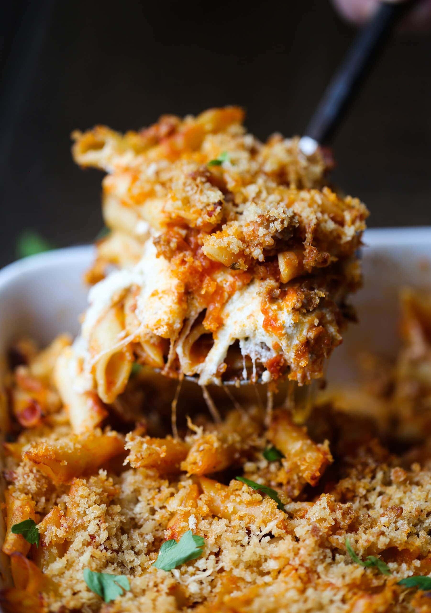 Cheesy Baked Mostaccioli