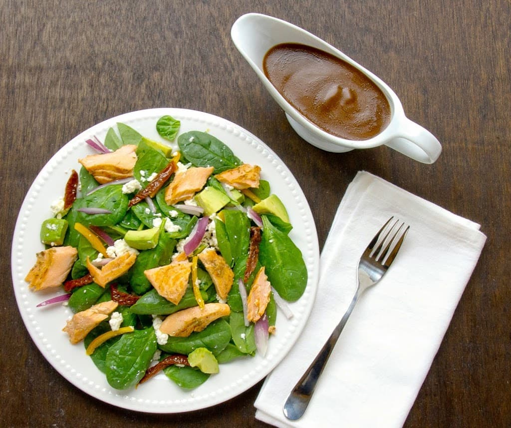 Salad With Salmon And Homemade Balsamic Vinaigrette