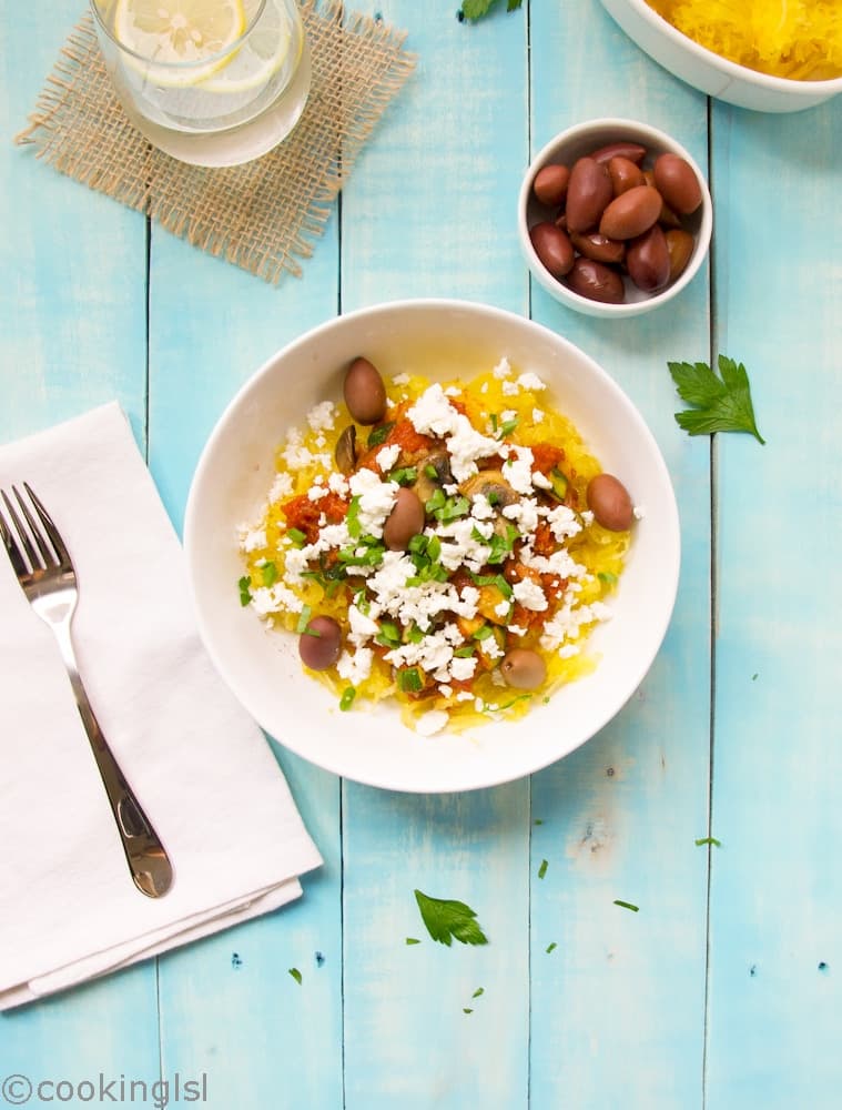 Mediterranean Veggie Marinara Spaghetti Squash