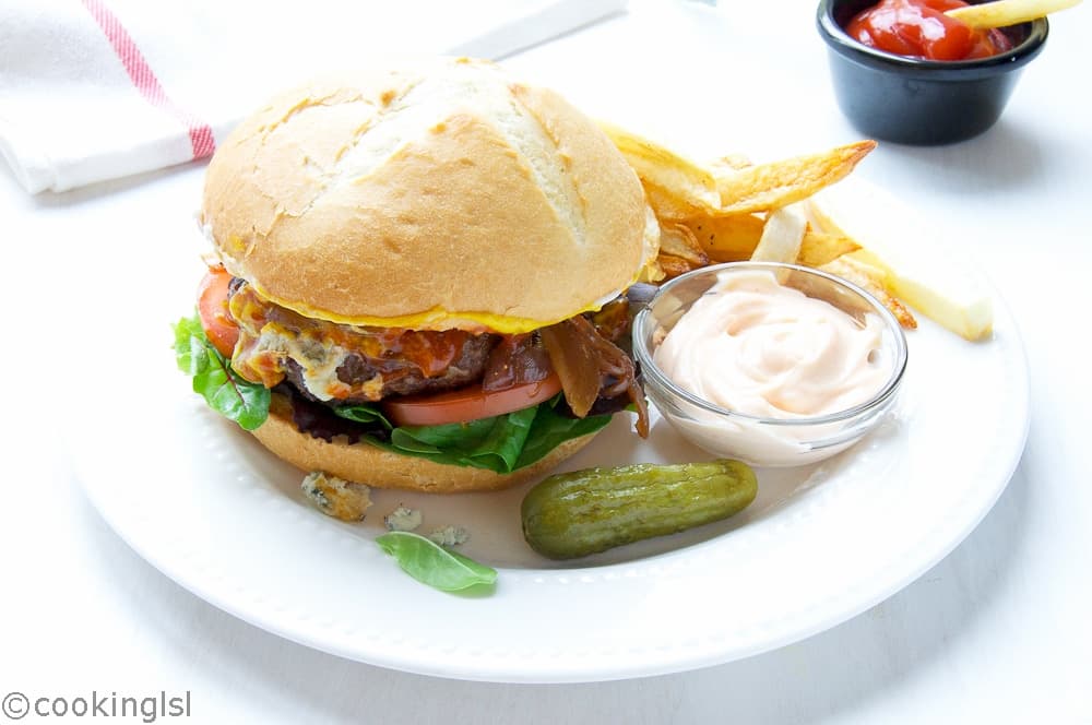 Bison Burger With Blue Cheese