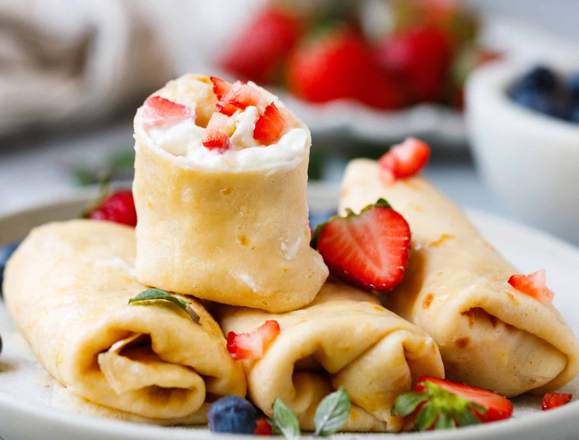 Cream and Cottage Cheese Filled Crepes