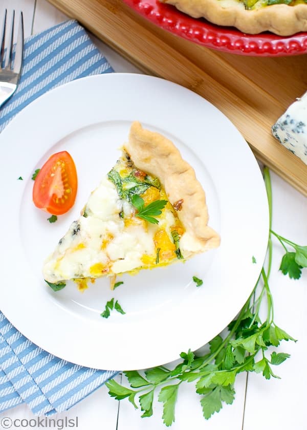 Butternut Squash, Spinach and Bacon Quiche