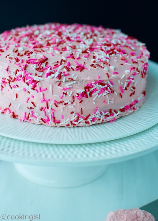 Pink Funfetti Cake For Valentine's Day