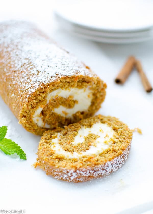 Carrot Cake Roll With Cream Cheese Filling