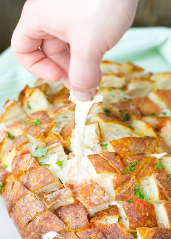 Tomato Mozzarella Pull Apart Bread
