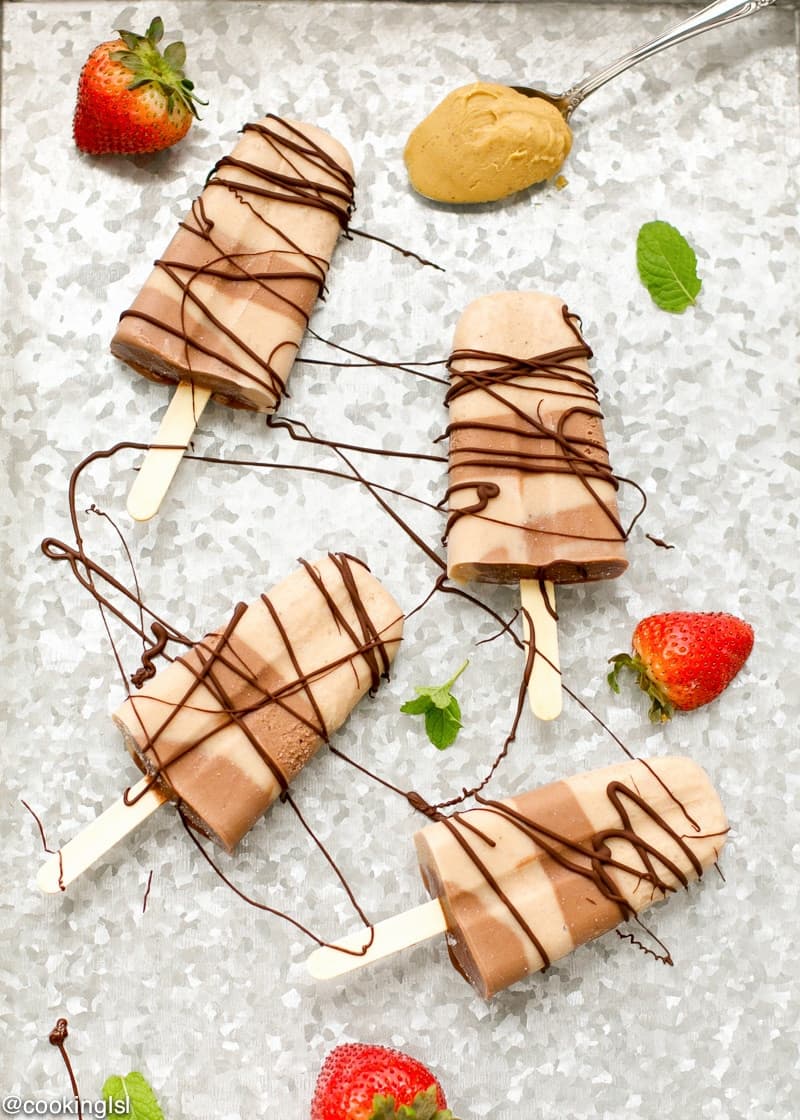 Chocolate Strawberry Banana Peanut Butter Popsicles