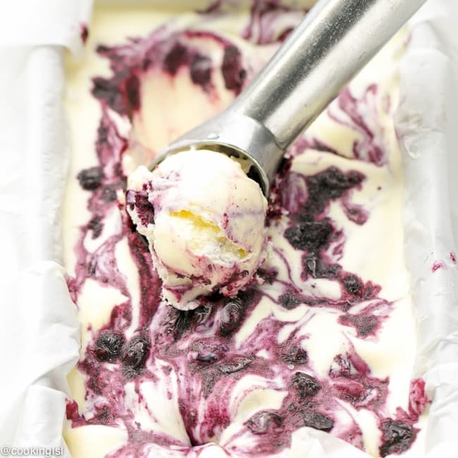 CREME FRAICHE ICE CREAM WITH BLUEBERRY SWIRL CHARLES PHAN
