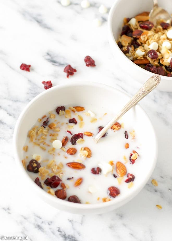 Cranberry Almond White Chocolate Granola